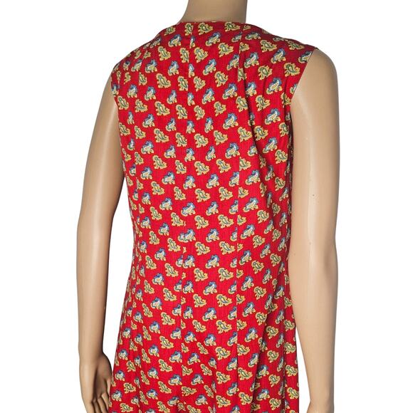 1970s Red Fluer De Lis Sleeveless Zip Up Wide Culotte Legs Romper Size Small - Picture 8 of 8